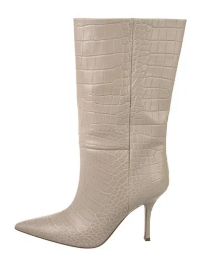 Pre-owned Paris Texas Leather Embroidered Accent Boots In Neutral