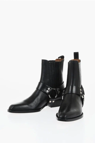 Paris Texas Leather Helena Western Booties 4cm In Black