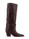 Paris Texas Leather Knee-high Block Heel Boot In Brown