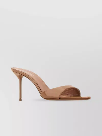 Paris Texas Leather Lidia Mules Almond Toe Stiletto Heel In Beige