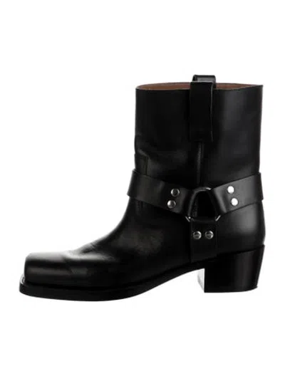 Pre-owned Paris Texas Leather Moto Boots In Black