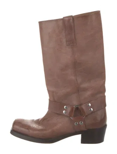 Pre-owned Paris Texas Leather Moto Boots In Brown