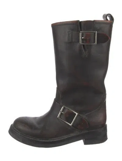 Pre-owned Paris Texas Leather Moto Boots In Brown