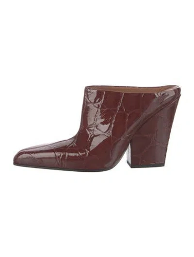 Pre-owned Paris Texas Leather Mules In Burgundy