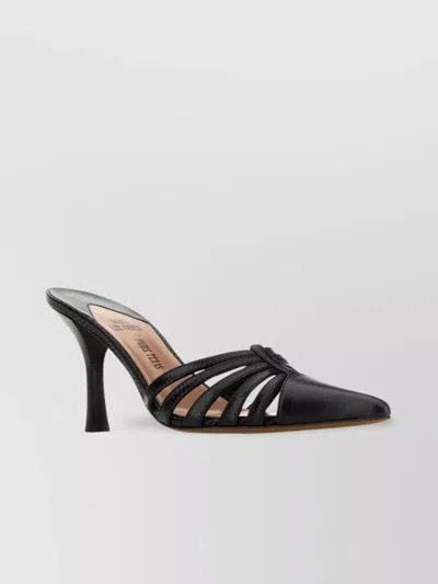 PARIS TEXAS LEATHER NADIA MULES WITH POINTED TOE AND STRAPPY DESIGN