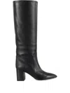 Paris Texas Leather Pointed-toe Block-heel Boots In Black