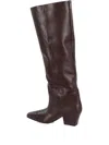 Paris Texas Leather Knee-high Block Heel Boot In Brown