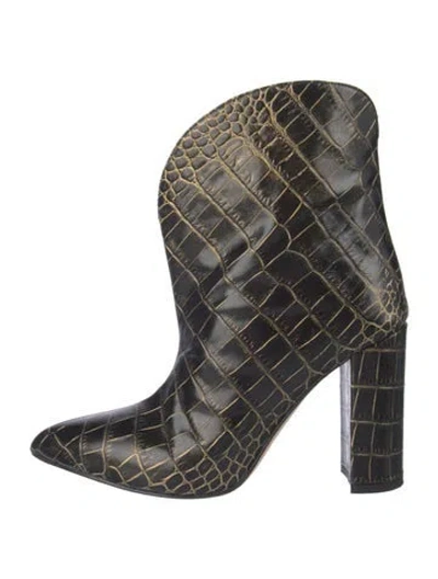 Pre-owned Paris Texas Leather Printed Western Boots In Black