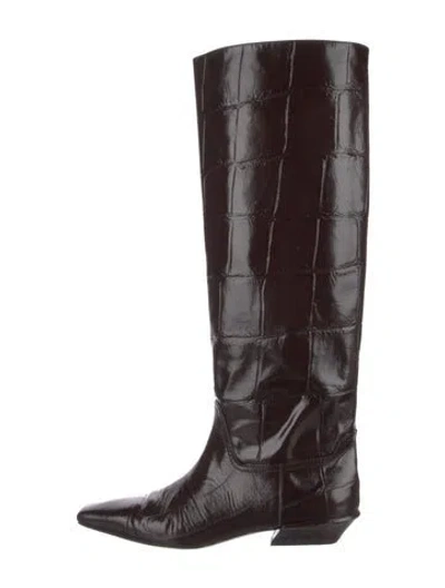 Pre-owned Paris Texas Leather Riding Boots In Burgundy