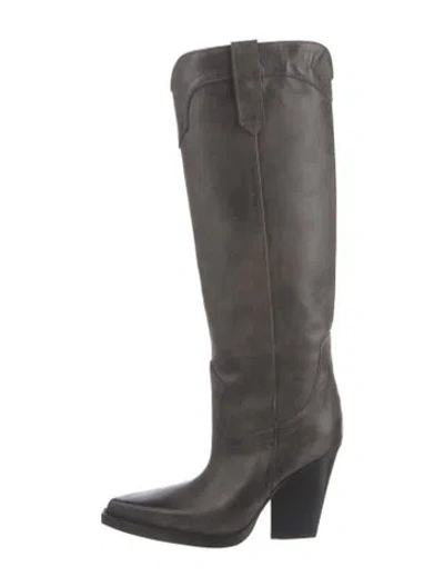 Pre-owned Paris Texas Leather Riding Boots In Gray