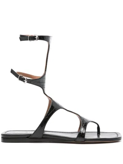 Paris Texas Leather Sandals In Gray