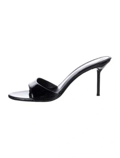 Pre-owned Paris Texas Leather Slides In Black