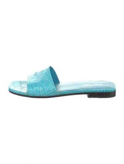 Pre-owned Paris Texas Leather Slides In Blue