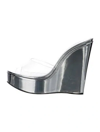 Pre-owned Paris Texas Leather Slides In Blue