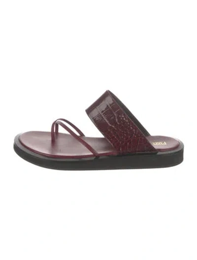 Pre-owned Paris Texas Leather Slides In Burgundy
