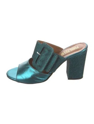 Pre-owned Paris Texas Leather Slides In Green