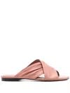 Paris Texas Flat Sole Maria Cross Strap Mules In Pink