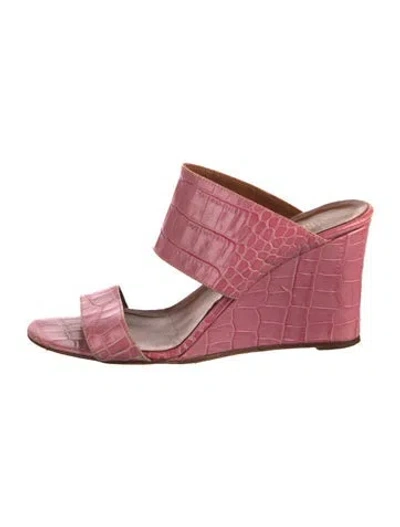 Pre-owned Paris Texas Leather Slides In Pink