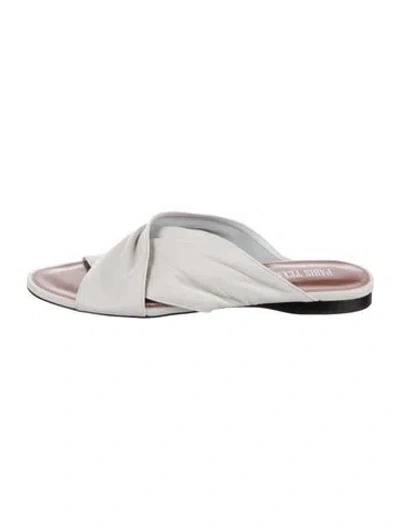 Pre-owned Paris Texas Leather Slides In White