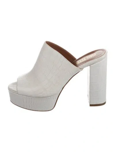 Pre-owned Paris Texas Leather Slides In White
