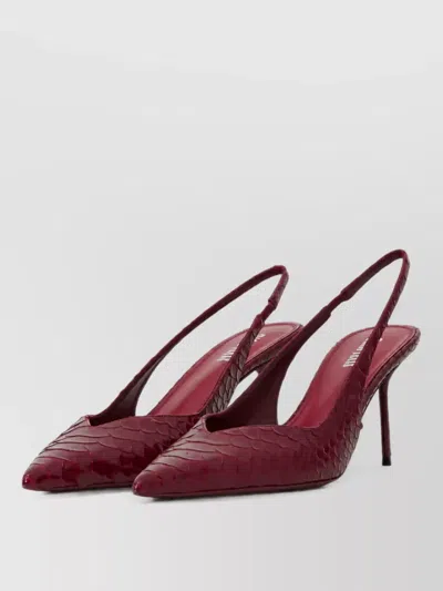 Paris Texas Leather Slingback Mules In Burgundy