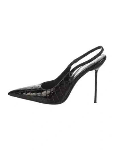 Pre-owned Paris Texas Leather Slingback Pumps In Black
