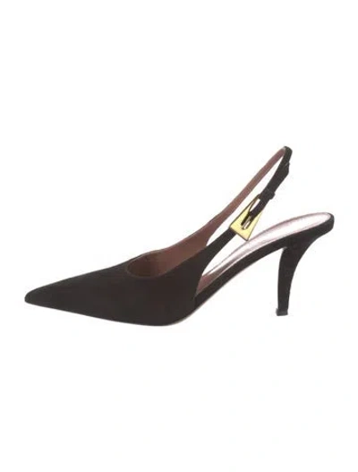 Pre-owned Paris Texas Leather Slingback Pumps In Brown