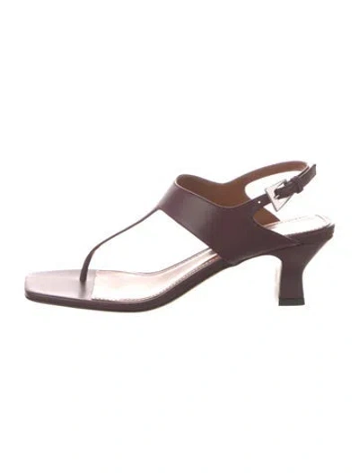 Pre-owned Paris Texas Leather T-strap Sandals In Burgundy