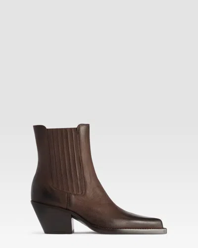 Paris Texas Leather Western Ankle Boot In Brown