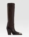 Paris Texas Leather Western Boot With Metal Toe Cap In Black