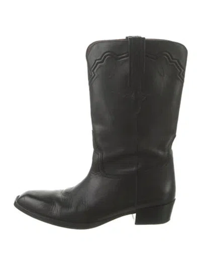 Pre-owned Paris Texas Leather Western Boots In Black