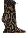 Paris Texas Leopard Print Lace-up Boots In Brown