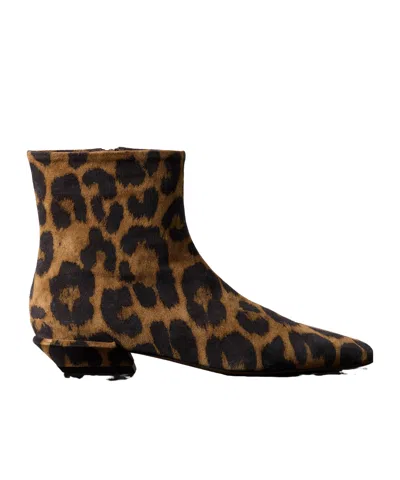 Paris Texas Leopard Print Suede Ankle Boots In Animal Print