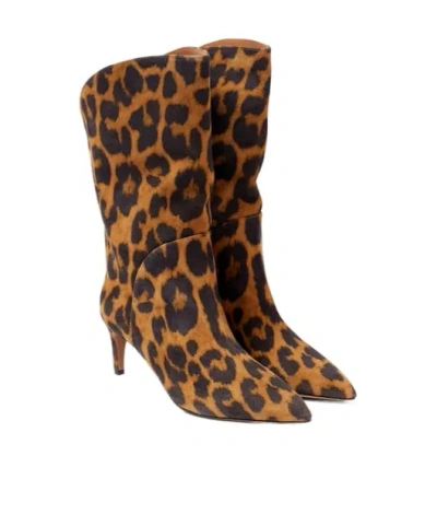 Paris Texas Leopard-print Suede Boots In Brown