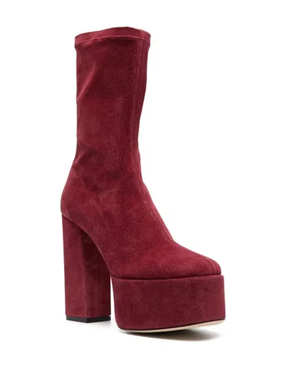 Paris Texas Lexy 130mm Suede Boots In Red