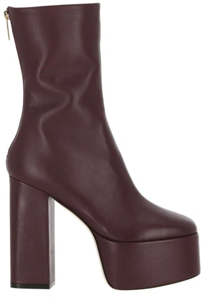 Paris Texas Lexy Round Toe Platform Ankle Boots In Red