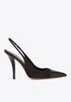 Paris Texas Lidia 100 Suede And Leather Slingback Pumps In Brown