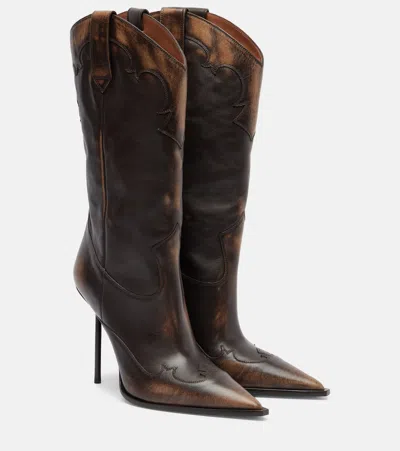 PARIS TEXAS LIDIA 105 LEATHER MID-CALF BOOTS