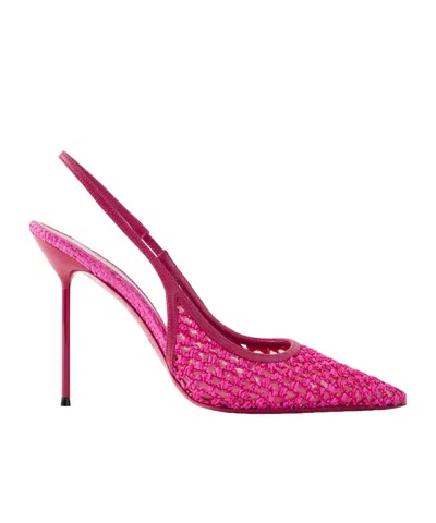 Paris Texas Lidia 105 Leather-trimmed Straw Slingback Pumps In Pink