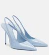 Paris Texas Slingbacks In Denim-colored Patent Leather In Blue