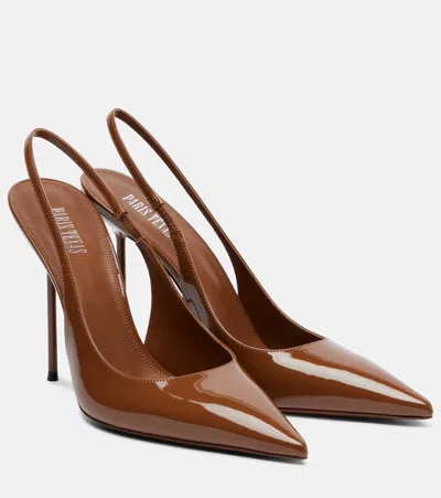Paris Texas Lidia Slingback Pumps In Cherry Patent Leather In Burgundy