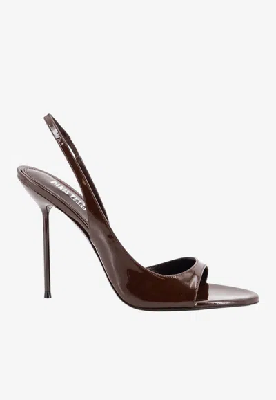 Paris Texas Lidia 105 Patent Leather Slingback Sandals In Brown