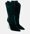 Paris Texas Lidia 105 Velvet Mid-calf Boots In Green