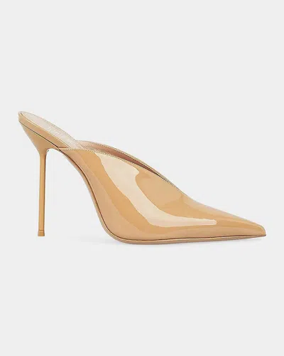 Paris Texas Lidia 105mm Patent Leather Mules In Beige