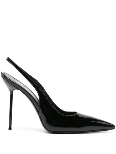Paris Texas 105mm Lidia Patent Leather Slingbacks In Black