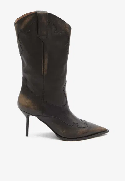 Paris Texas Lidia 70 Brushed Leather Western Boots In Brown