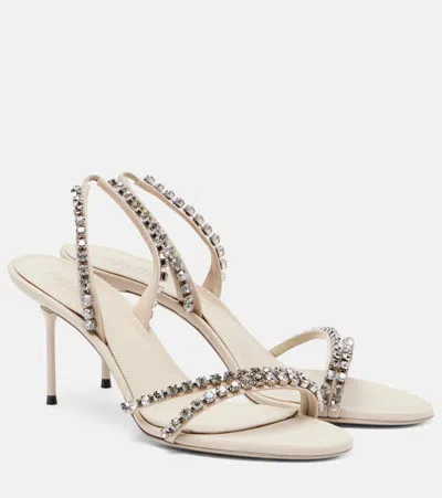Paris Texas Lidia 70 Crystal-embellished Mules In Neutral
