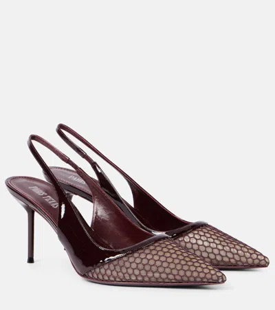 Paris Texas Lidia 70 Mesh Slingback Pumps In Burgundy