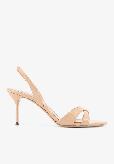Paris Texas Lidia 70 Patent Leather Slingback Sandals In Beige