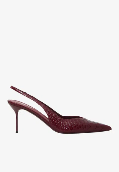 Paris Texas Lidia 70 Python Print Leather Slingback Pumps In Burgundy